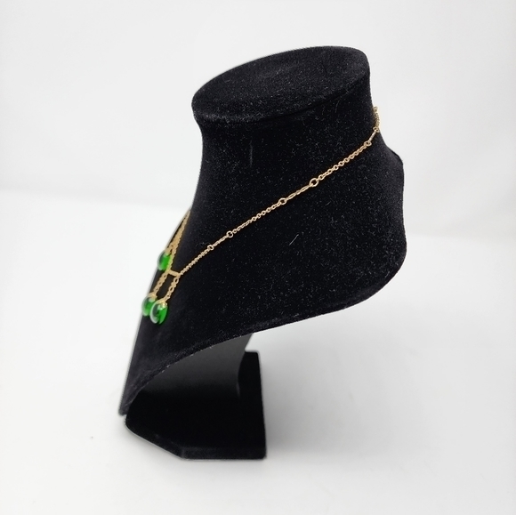 Gold‎ Tone Emerald Green Drop Necklace - Picture 3 of 13